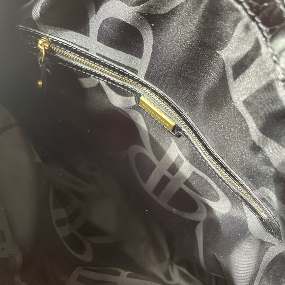 Banana Republic Leather Satchel Bag in Black Crocodile Pattern Brass Details - Picture 11 of 14